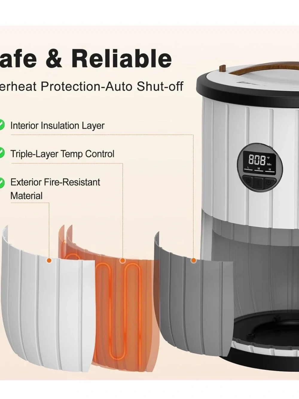 Towel Warmers for Bathroom, 20L Large Bucket with LED Display, 3 Heating Modes